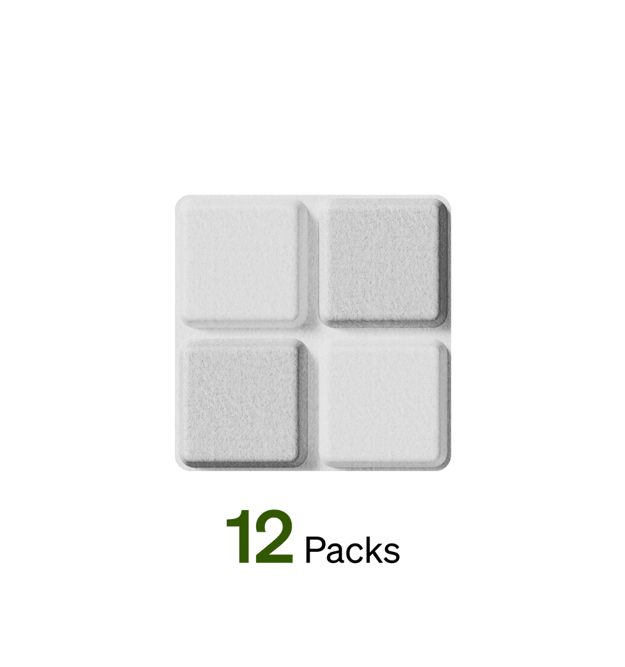 Petlibro PETLIBRO 12-pack white square filter pads for pet cat feeder fountain and litter box, shown in a 2x2 grid