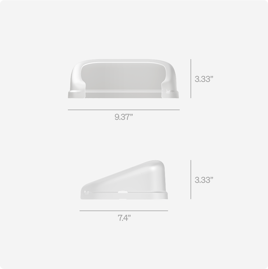 Petlibro PETLIBRO pet cat feeder fountain litter box accessory, white plastic cover with size diagram 9.37x3.33 in