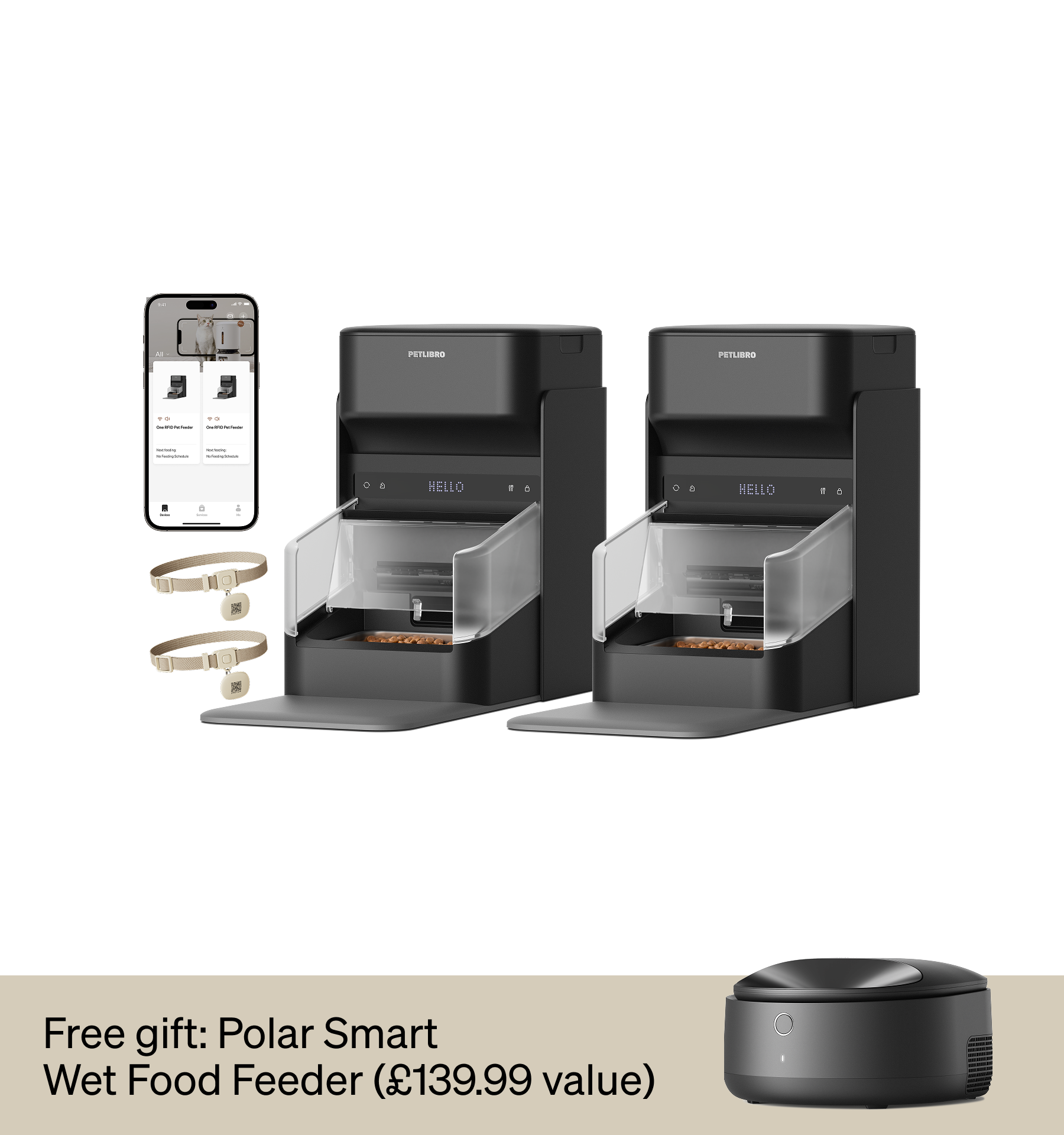 Petlibro PETLIBRO cat pet automatic feeder set with app, RFID collars, plus fountain and litter box gift wet food feeder offer