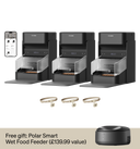 Petlibro PETLIBRO cat pet automatic feeder set with app view; includes fountain and litter box, black units with clear trays