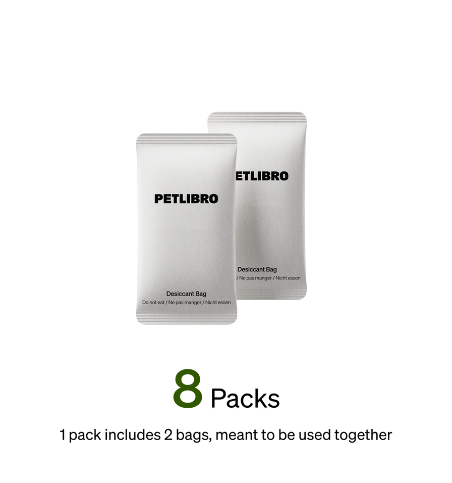 Petlibro 8 desiccant bags for pet feeder for multiple cats, rfid cat feeder; helps proof of feeding and reliable wifi cat feeder portion control