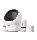 Petlibro PETLIBRO white cat pet litter box with automatic feeder and fountain, plus app phone screen and food bowl set