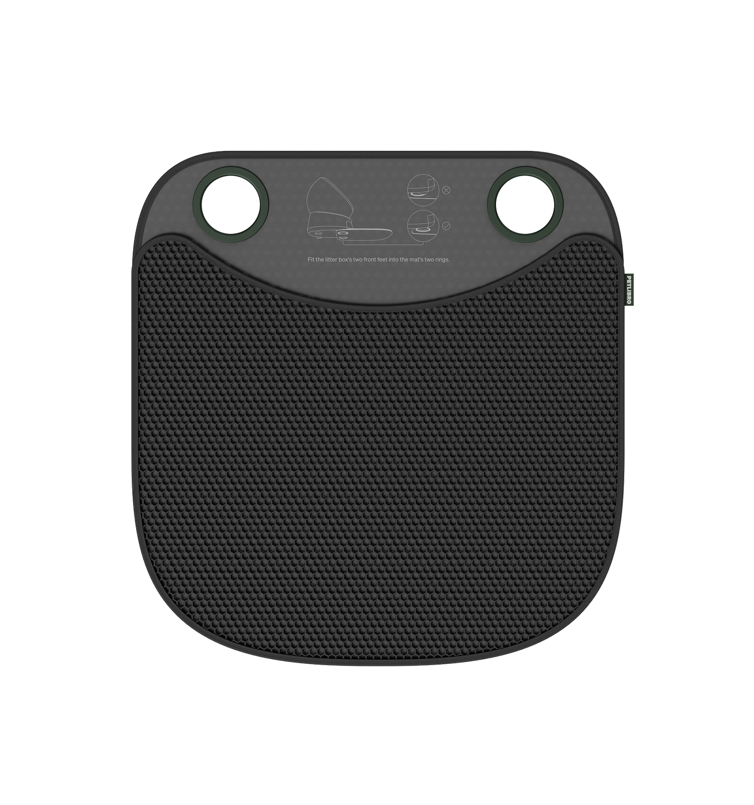 Petlibro PETLIBRO cat pet litter box mat, black honeycomb pad with two ring holes; pairs with fountain and automatic feeder setup