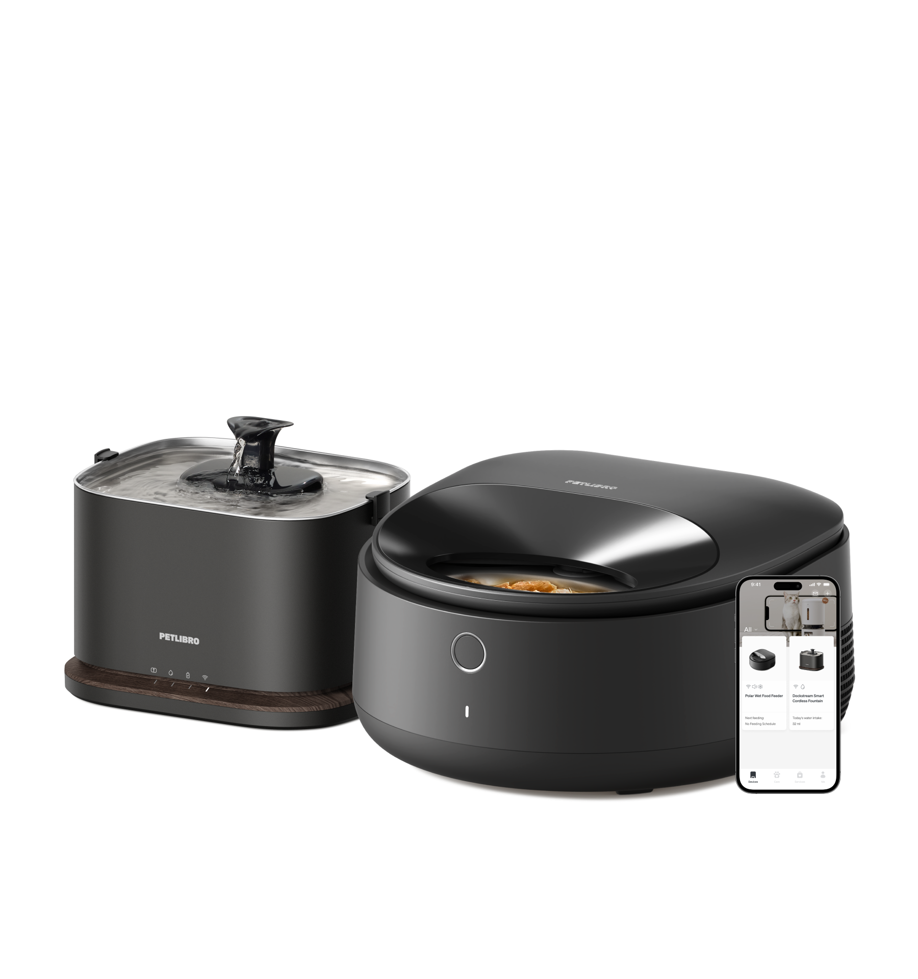 Polar Smart Wet Food Feeder & Dockstream 2 Smart Fountain