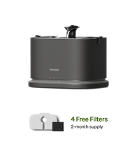Petlibro PETLIBRO cat pet fountain, dark gray water dispenser with 4 free filters; mentions litter box automatic feeder