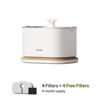 Petlibro PETLIBRO cat pet fountain, white water dispenser with 4 free filters; mentions litter box and automatic feeder accessories