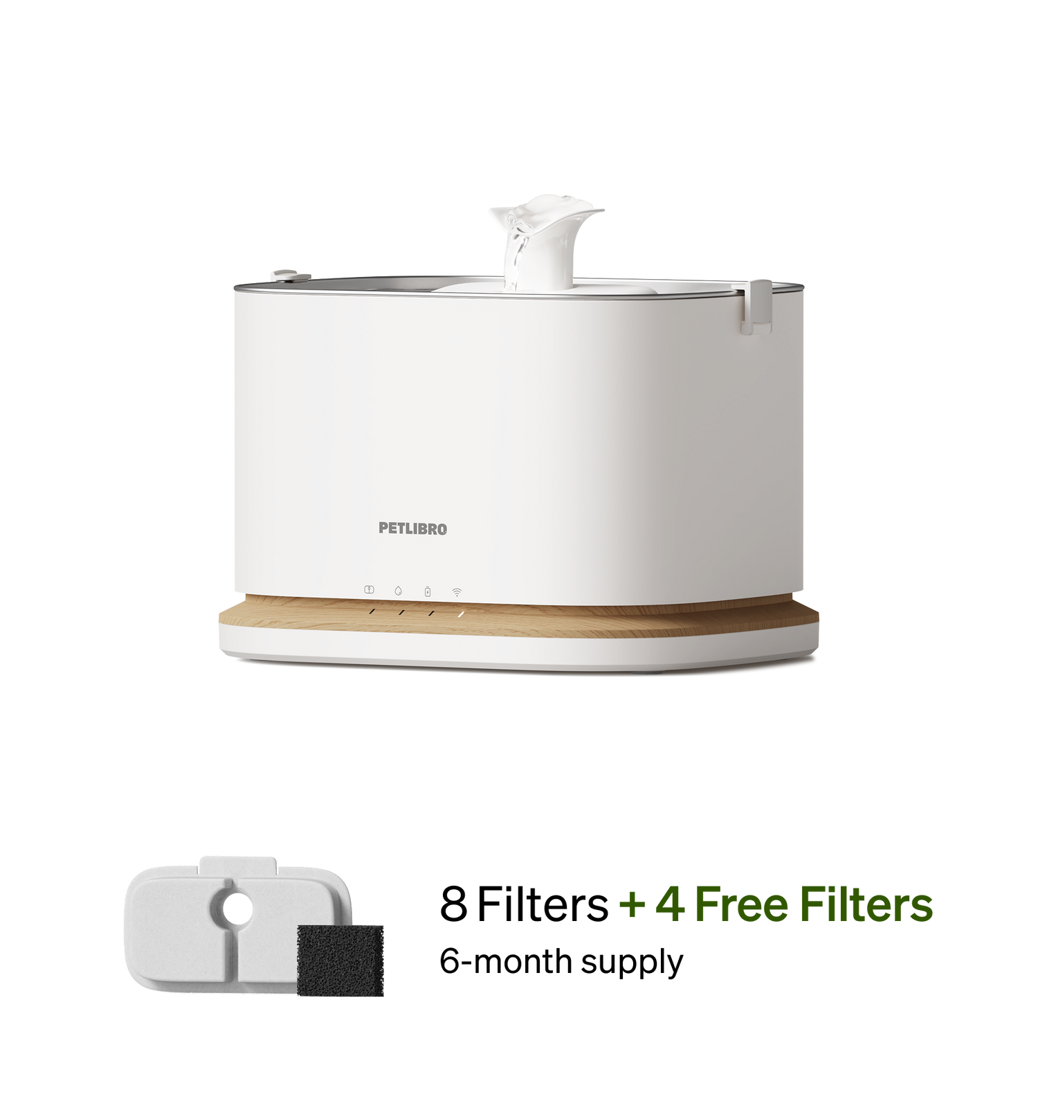 Petlibro PETLIBRO cat pet fountain, white automatic feeder-style design; includes filters, not a litter box shown