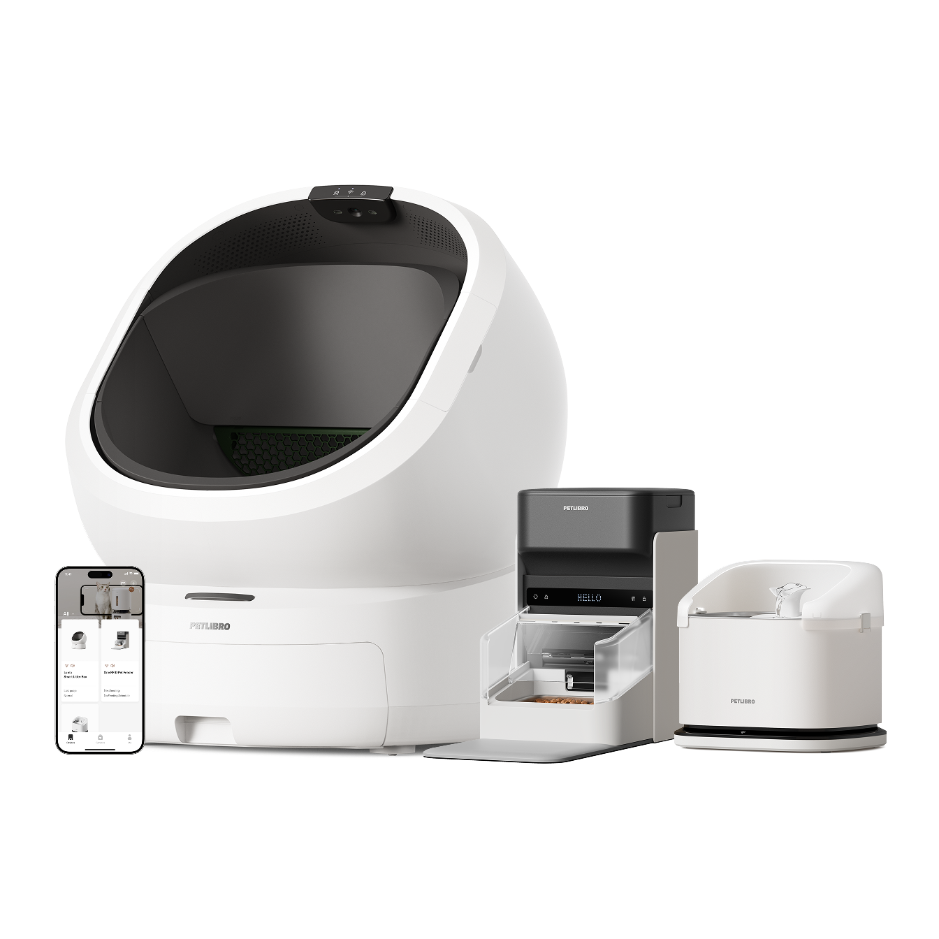 Luma Smart Litter Box & Dockstream RFID Smart Fountain & One RFID Smart Feeder