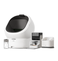 Petlibro PETLIBRO cat pet fountain, litter box, and automatic feeder set in white and black with app control phone screen