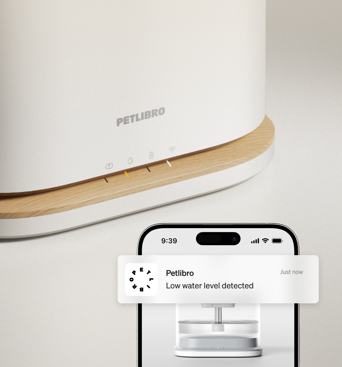 Petlibro PETLIBRO fontaine à eau blanche pour animal de compagnie chat, alerte niveau bas; mention distributeur automatique de nourriture, bac à litière