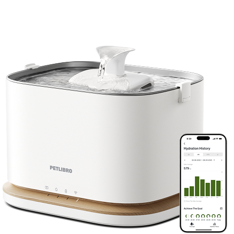 Petlibro PETLIBRO fontaine à eau blanche pour animal de compagnie, eau en cascade; appli mobile, chat, distributeur automatique de nourriture, bac à litière