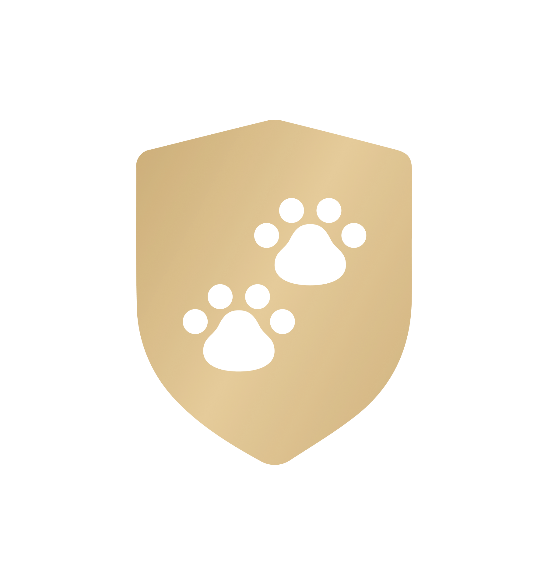 Petlibro icon with beige shield and two white paw prints symbolizing pet protection or safety