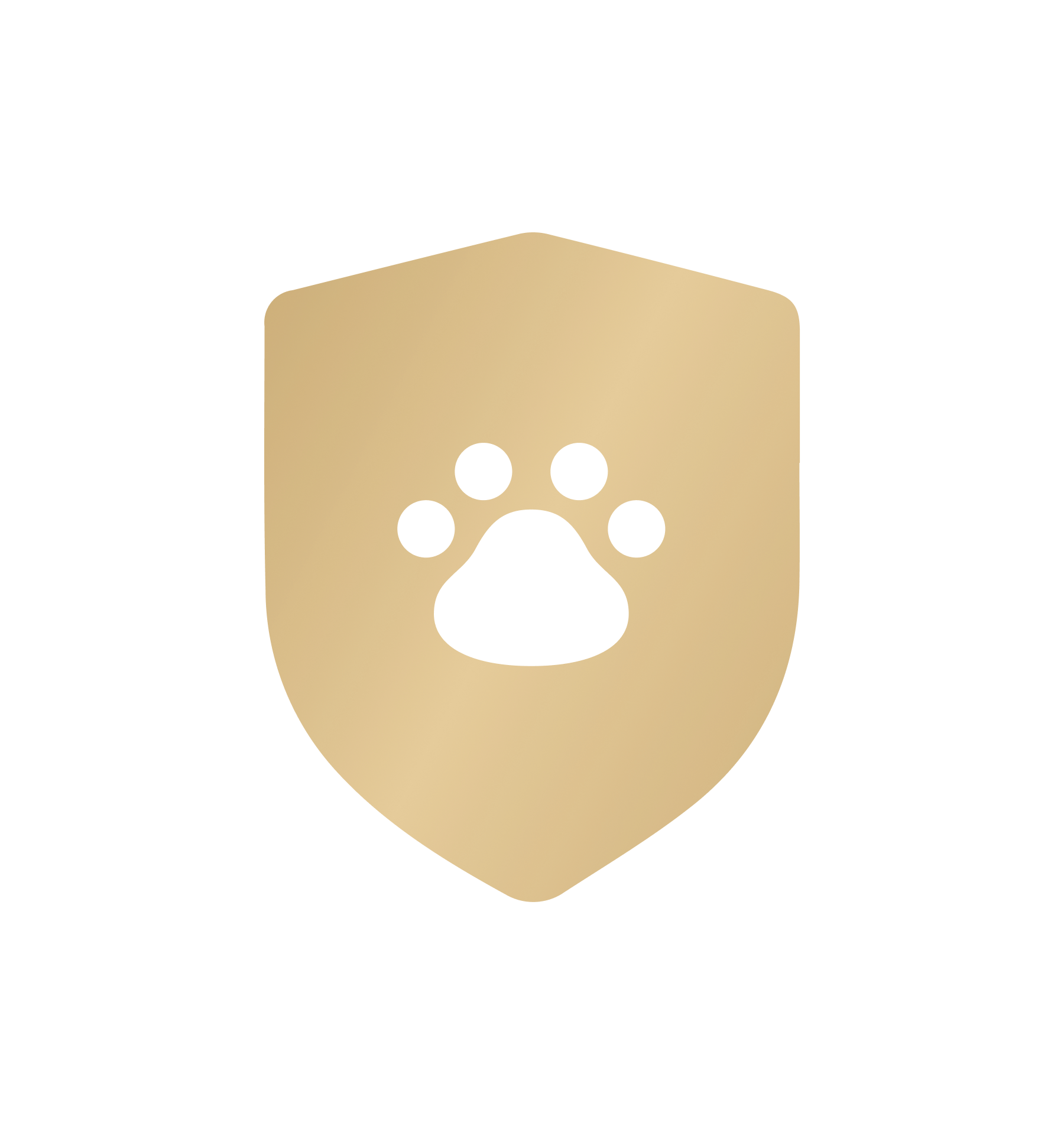 Petlibro icon featuring a white paw print on a gold shield-shaped background