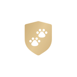 Petlibro gold shield icon with two white paw prints, symbolizing pet protection or safety features